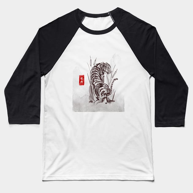 Asian Tiger Painting Baseball T-Shirt by mattserpieces